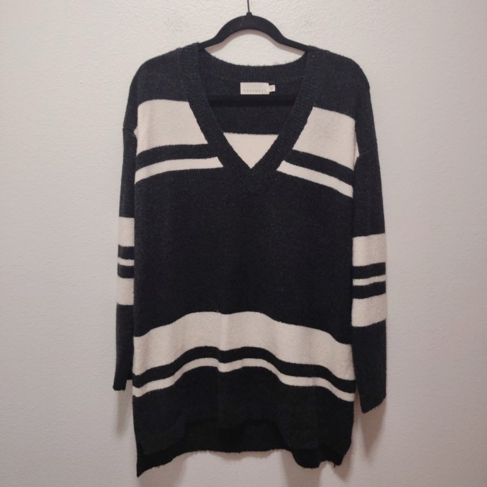 Dreamers Oversized Stripe V Neck Sweater XS